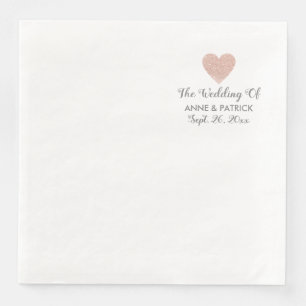 Couple Names Bright Rose Heart Love Wedding  Napkin