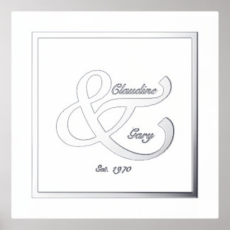 Couple Names & Date Foil Print Poster