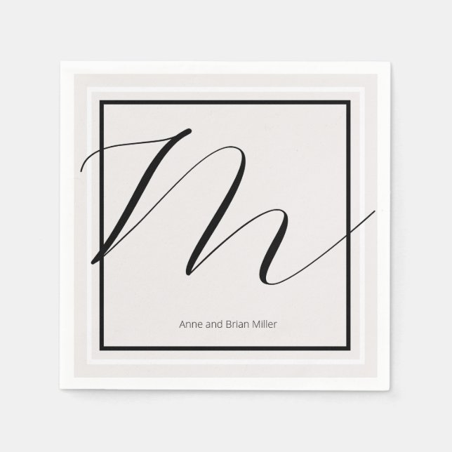 Couple Names Elegantly Monogrammed Napkin (Front)