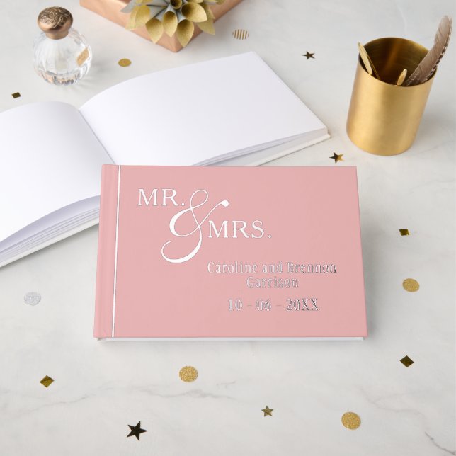 Couple Names Established Date Year Gold Guest Book (Front Open)