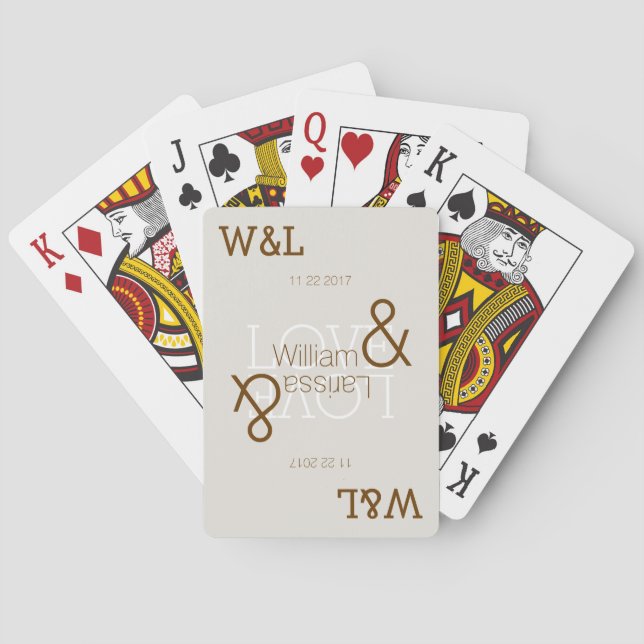 Couple Names, Romantic Wedding Playing Cards (Back)