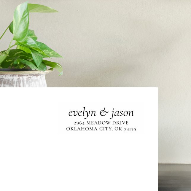 Couple Names Stylish Simple Typography Wedding Rubber Stamp (Creator Uploaded)