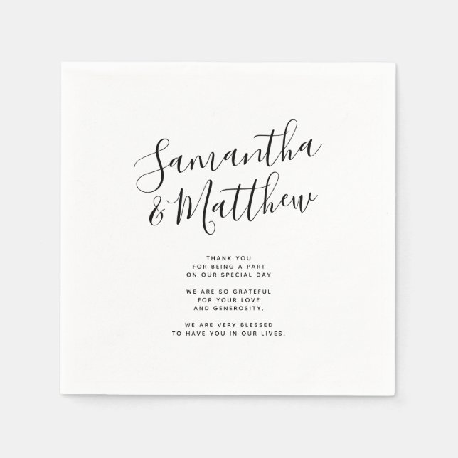 Couple Names Thank You Message Wedding Napkin (Front)