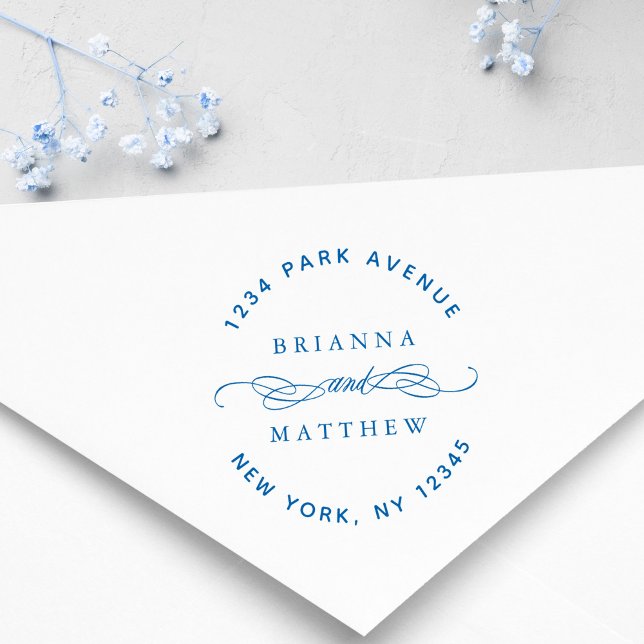 Couple Names Wedding Return Address Rubber Stamp (Creator Uploaded)