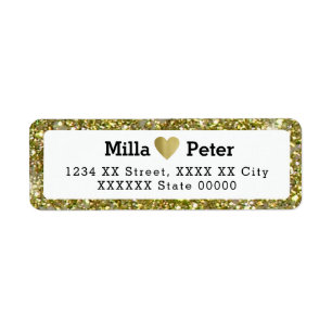 couple names with faux gold glitter border, love