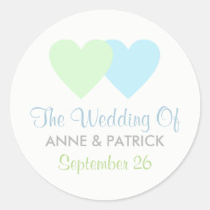 couple names with romantic hearts, a wedding classic round sticker