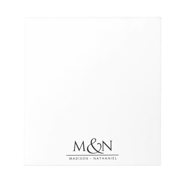 Couple Newlywed Ampersand Monogram Notepad (Front)