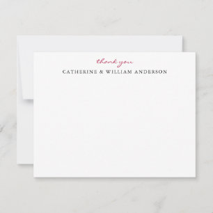 Couple Newlywed Red Script Thank You Stationery No Card