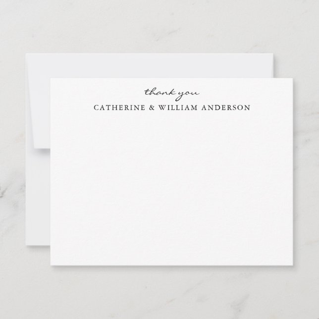 Couple Newlywed Simple Script Thank You Stationery Card (Front)
