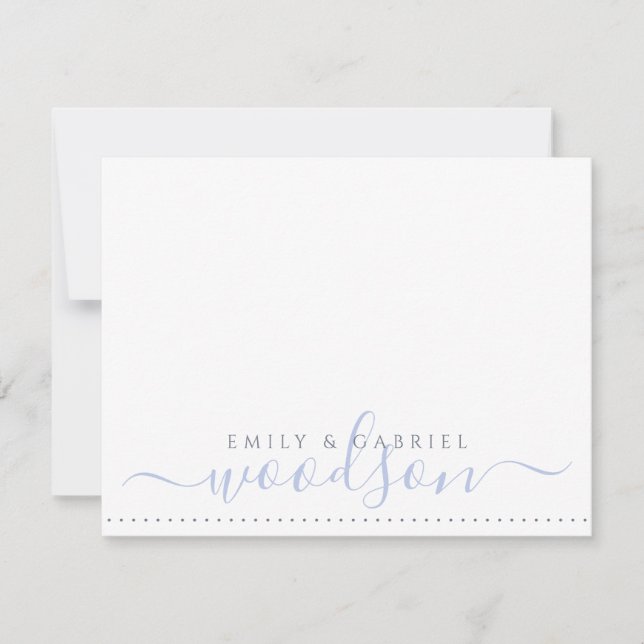 Couple Newlyweds Name Wedding Monogram Blue Card (Front)