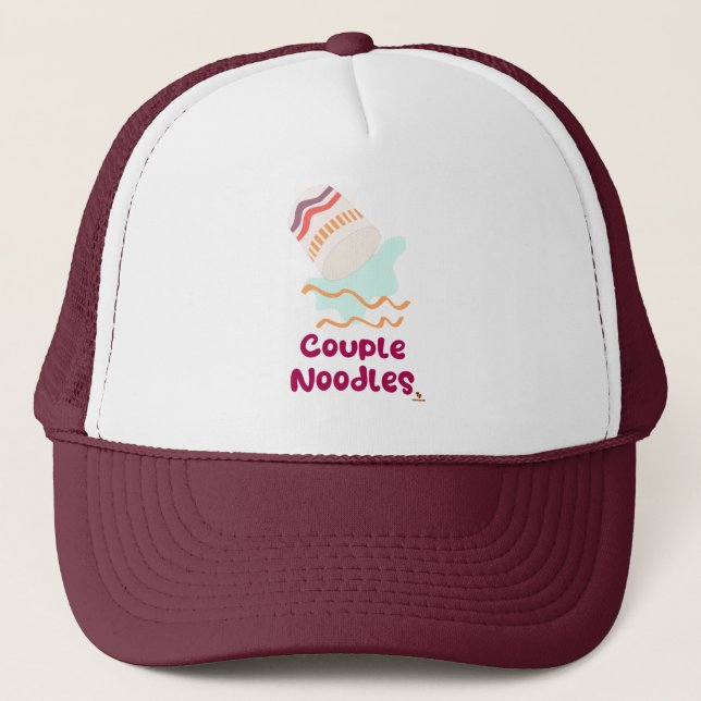 Couple Noodles Funny Ramen Lunch Art Trucker Hat (Front)