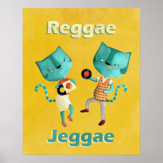 Couple of Blue Reggae Cats Poster