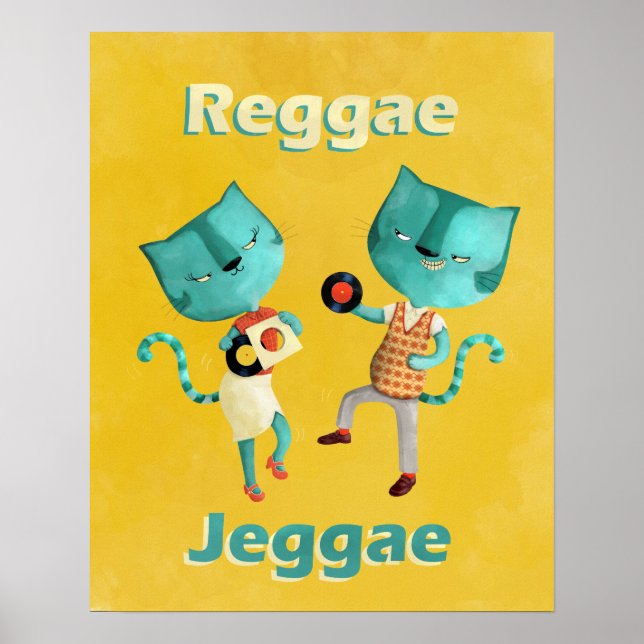 Couple of Blue Reggae Cats Poster (Front)