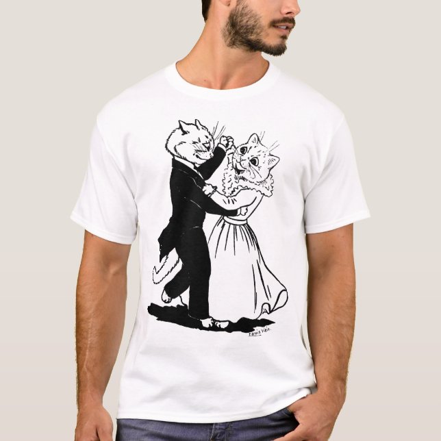 Couple of Cats Dancing, Louis Wain T-Shirt (Front)