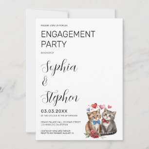 Couple of Cats in Love Engagement Invitation