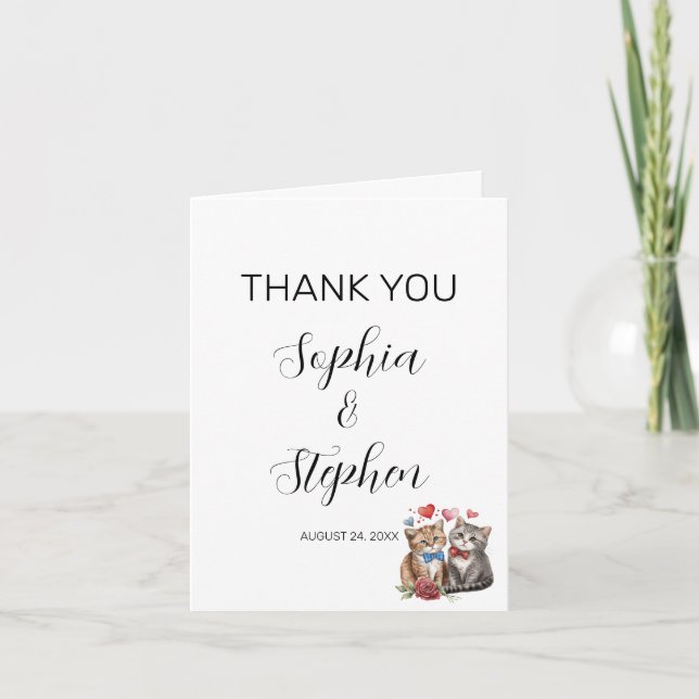 Couple of Cats in Love  Thank You Card (Front)