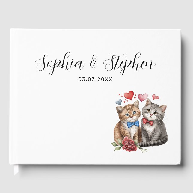 Couple of Cats in Love Wedding Guest Book (Front)