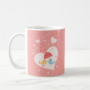 Couple of cute lovely Birds Couple Monogram Coffee Mug