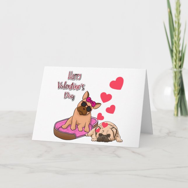 Couple Of Dogs In Love Valentine Day Card (Front)