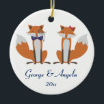 Couple of foxes christmas tree ornament<br><div class="desc">Funny and cute couple of foxes,  great as christmas gift for a couple. Christmas tree ornament with foxes.</div>