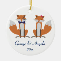 Couple of foxes christmas tree ornament