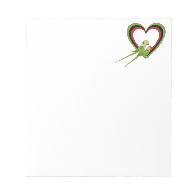 Couple of Parrots in front of Hearts Notepad (Front)
