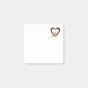 Couple of Parrots in front of Hearts Post-it Notes