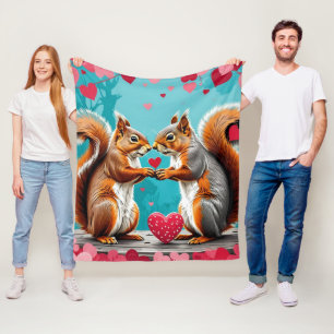Couple of Squirrels In love Fleece Blanket
