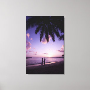 Couple on beach, Windjammer Landing, St. Lucia Canvas Print