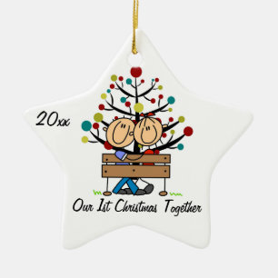 Couple on Bench Personalised Holiday Ornament