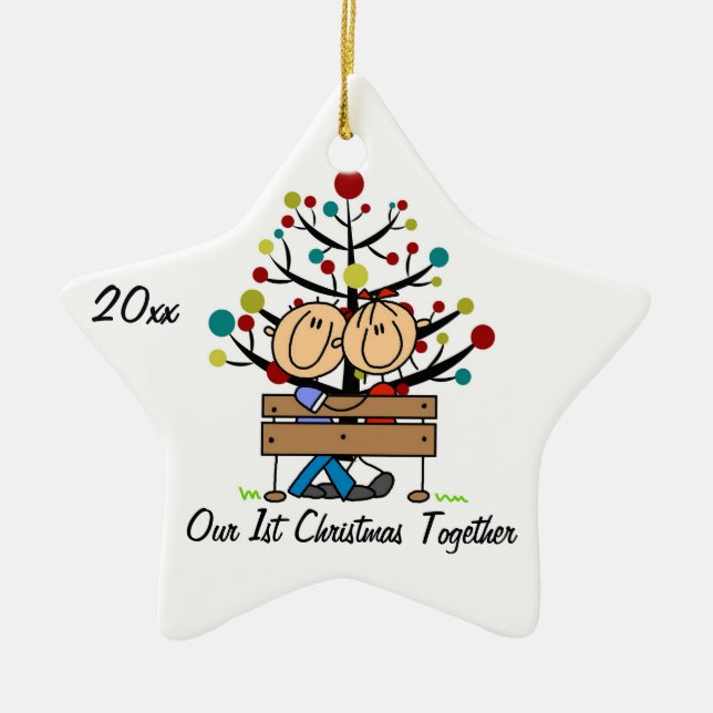 Couple on Bench Personalised Holiday Ornament (Front)