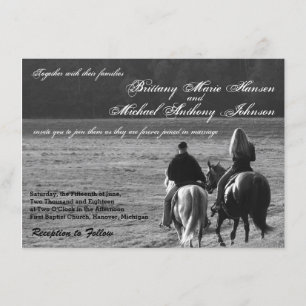 Couple on Horses Rustic Wedding Invitations
