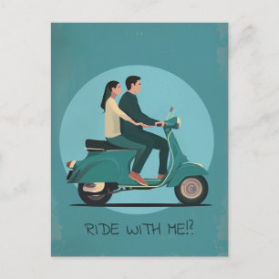 Couple on Motorcycle Postcard