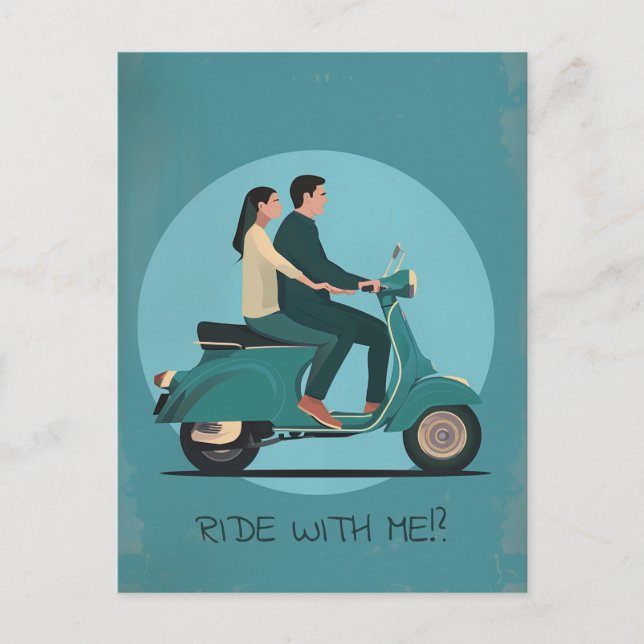 Couple on Motorcycle Postcard (Front)
