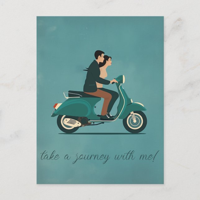 Couple on Motorcycle Postcard (Front)