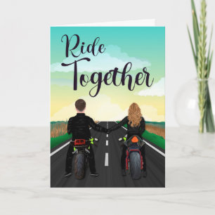 Couple on Motorcycles for Happy Anniversary Card