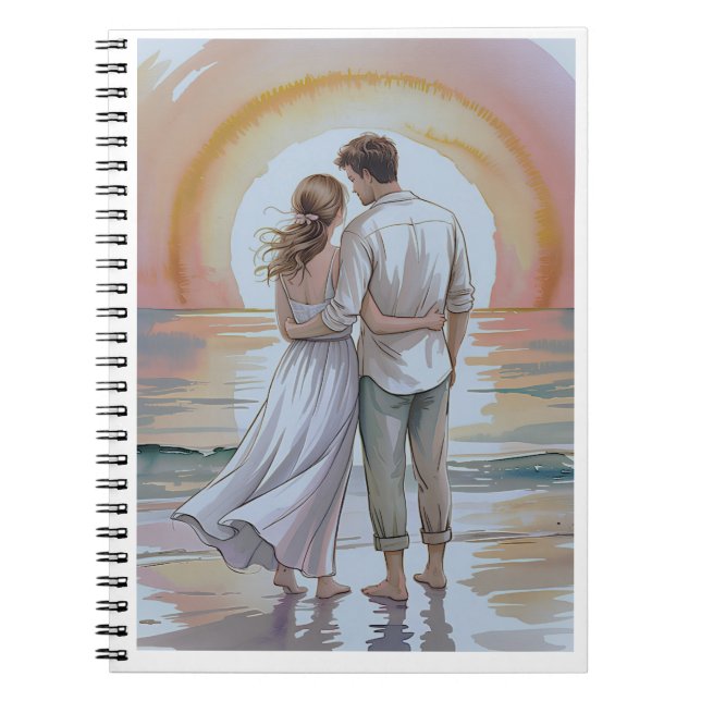 Couple on the beach at sunset notebook (Front)