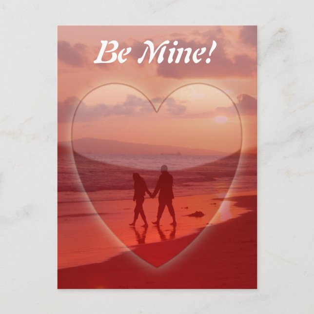Couple on the Beach Valentine Holiday Postcard (Front)