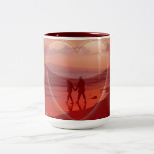 Couple on the Beach Valentine Two-Tone Coffee Mug