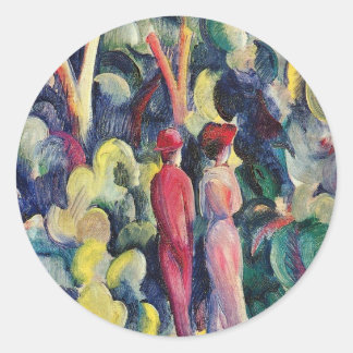 Couple on the Forest Track by August Macke Classic Round Sticker