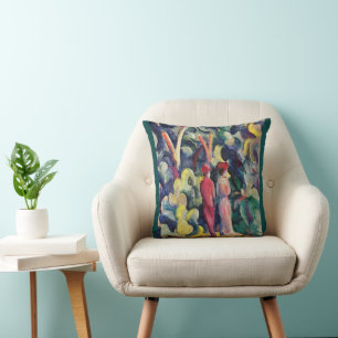 Couple on the Forest Track by August Macke Cushion
