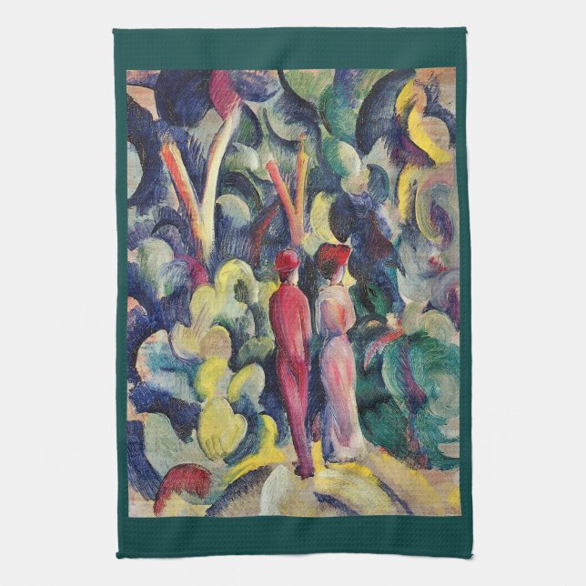 Couple on the Forest Track by August Macke Tea Towel (Vertical)