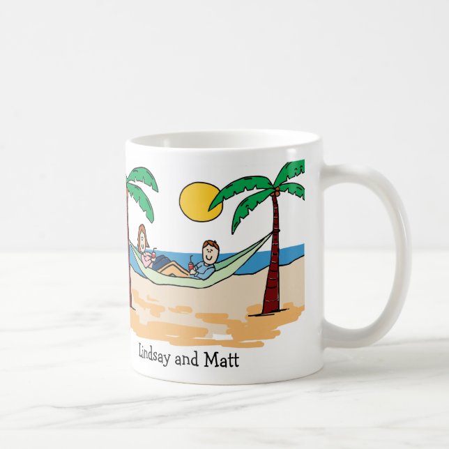 Couple on vacation - custom cartoon mug (Right)