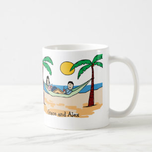 Couple on vacation- personalised cartoon mug