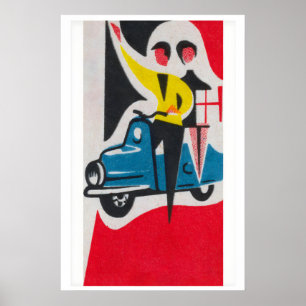 Couple on Vespa Matchbox Print - Vintage Eastern