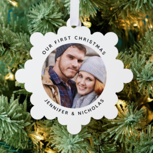 Couple Our First Christmas Photo  Tree Decoration Card