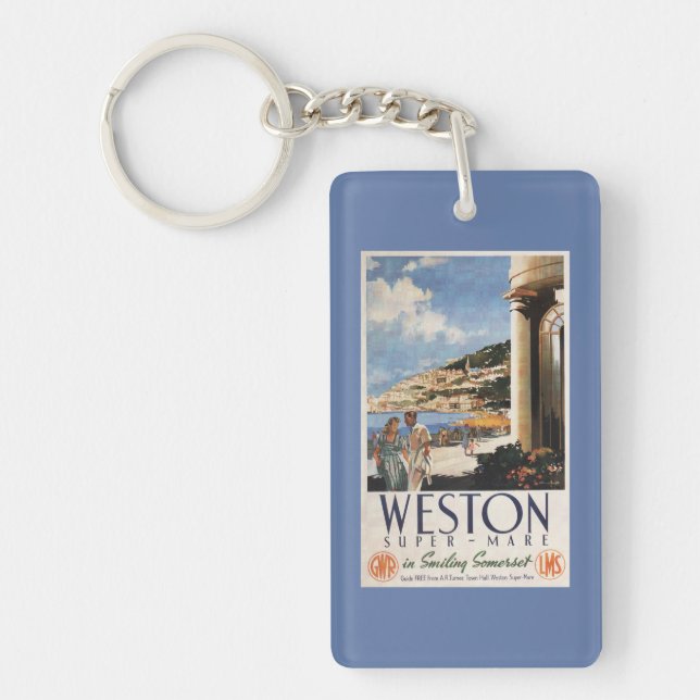 Couple Overlooking Coast Railway Poster Key Ring (Front)