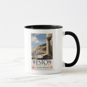 Couple Overlooking Coast Railway Poster Mug