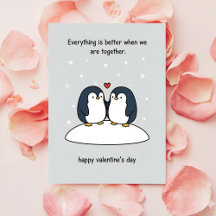 Couple Penguin Valentine Cute Love Card For Him