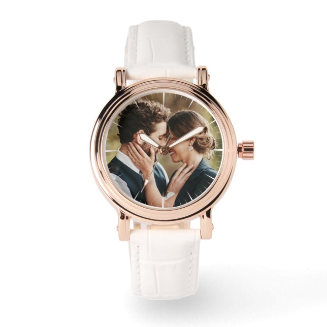 Couple Personalised Photo Modern Chic Watch (Front)